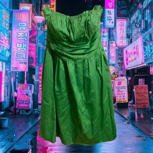 David’s Bridal strapless green satin